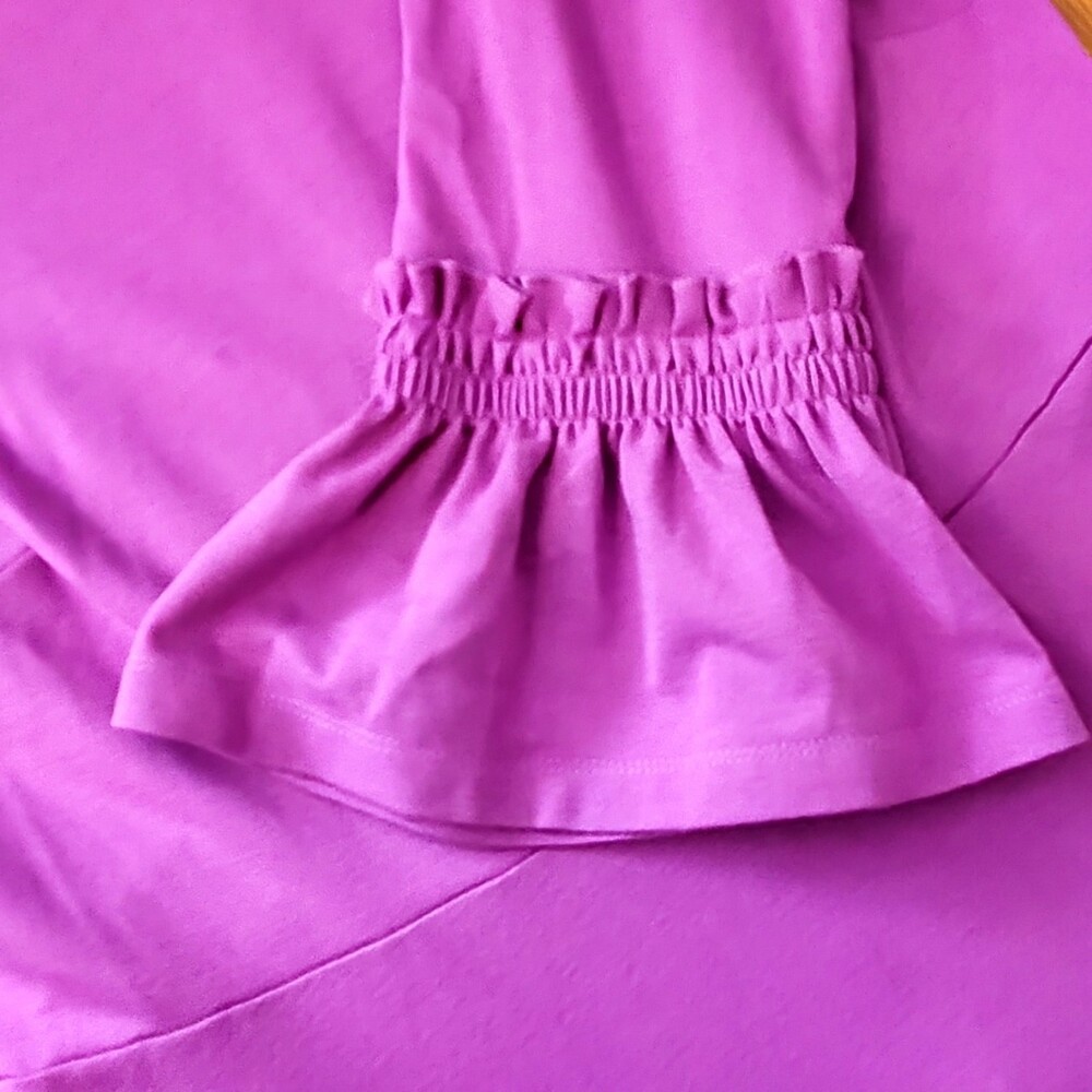 Eloquii Fit & Flare Dress 3/4 Smocked Flared Sleeve Magenta Ponte Knit Size 14 - Picture 6 of 10
